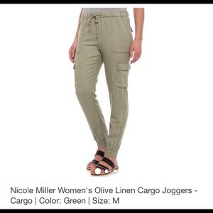 Linen cargo joggers